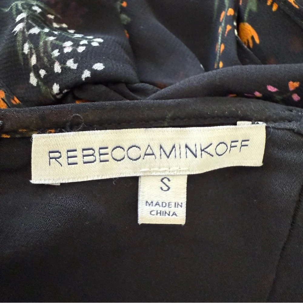 Rebecca Minkoff Ruffle Sleeve Top Size Small Self Tie Back - Picture 7 of 7
